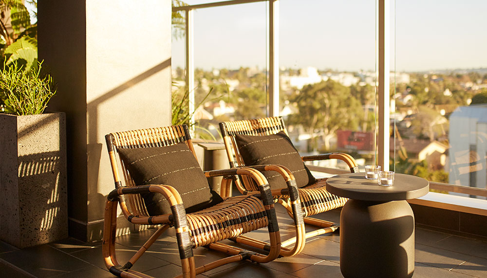 penthouse suite balcony seating with views